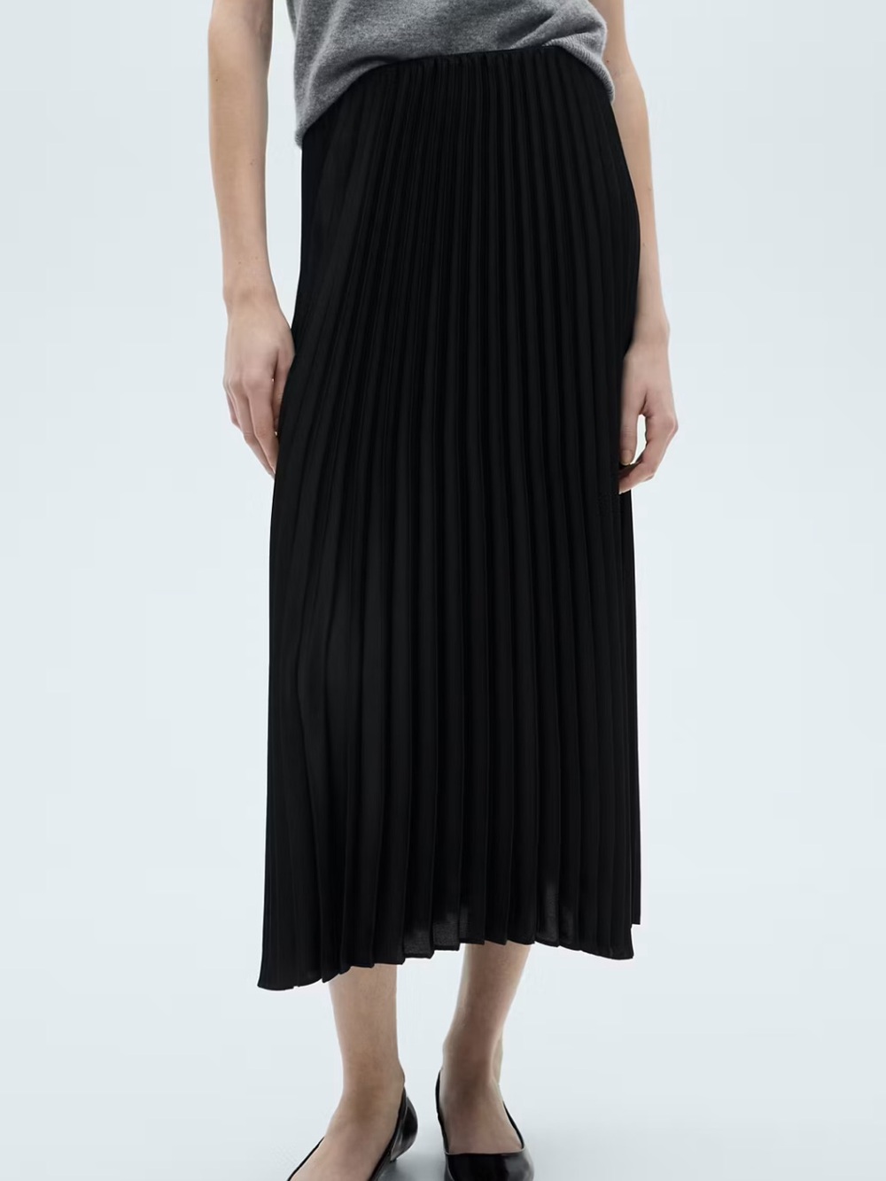 Mango Black Pleated Maxi Skirt